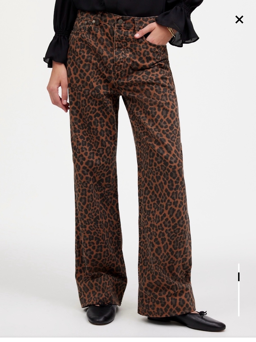 Madewell Leopard-Print Wide Leg Jeans in Brown